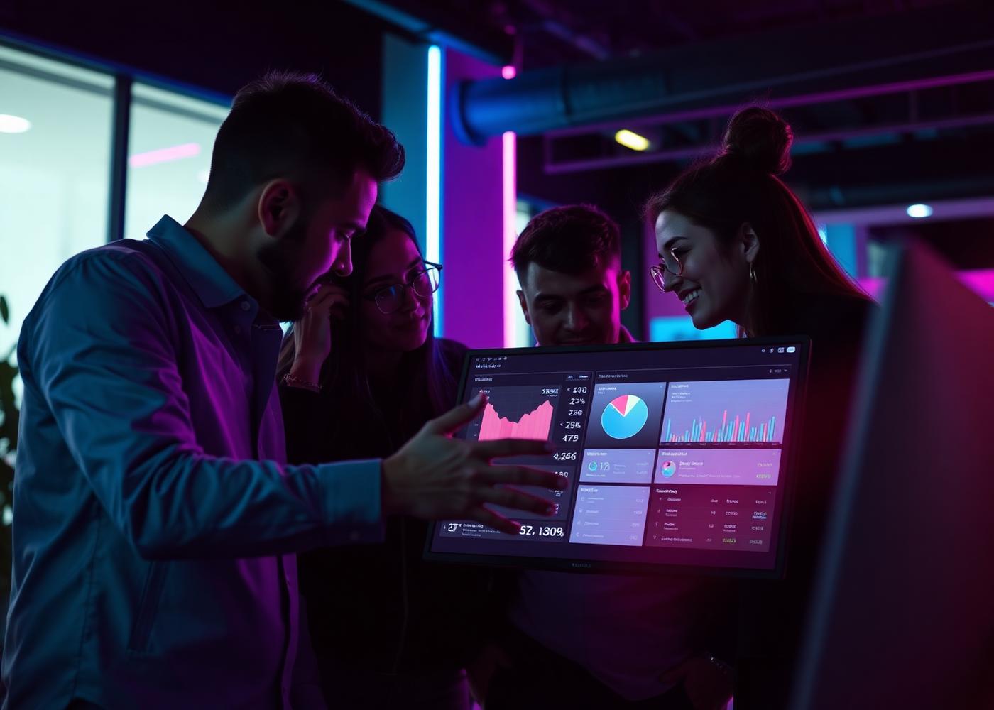 Berg Technologies team collaborating on live marketing analytics dashboards